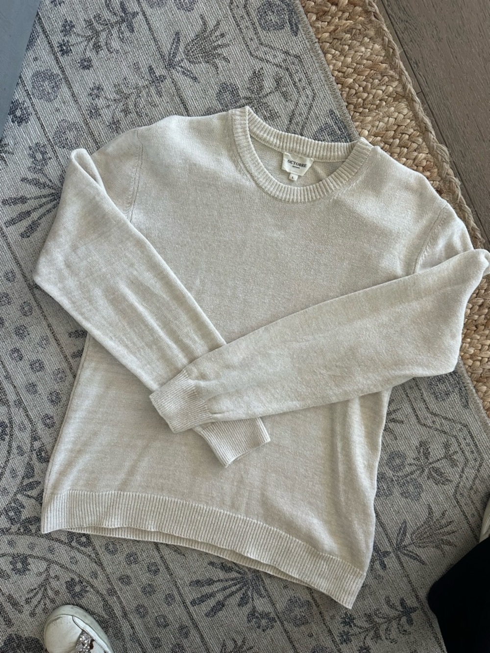 Octobre Men’s Oatmeal Crewneck Sweater - Neutral Knit Pullover